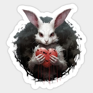 Fluffy Bunny Horror Dark Valentine Sticker